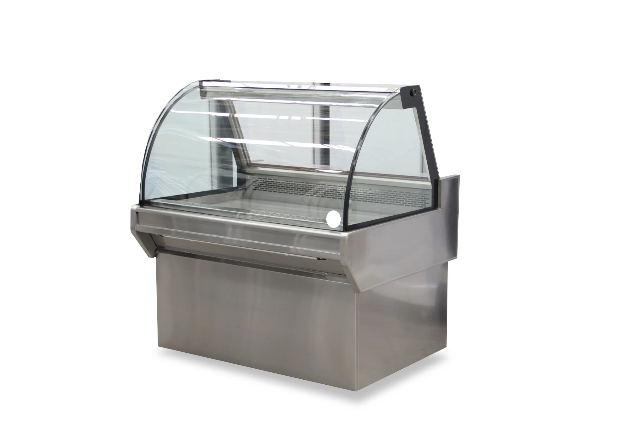 OEM stainless steel curved glass refrigerated display showcase
